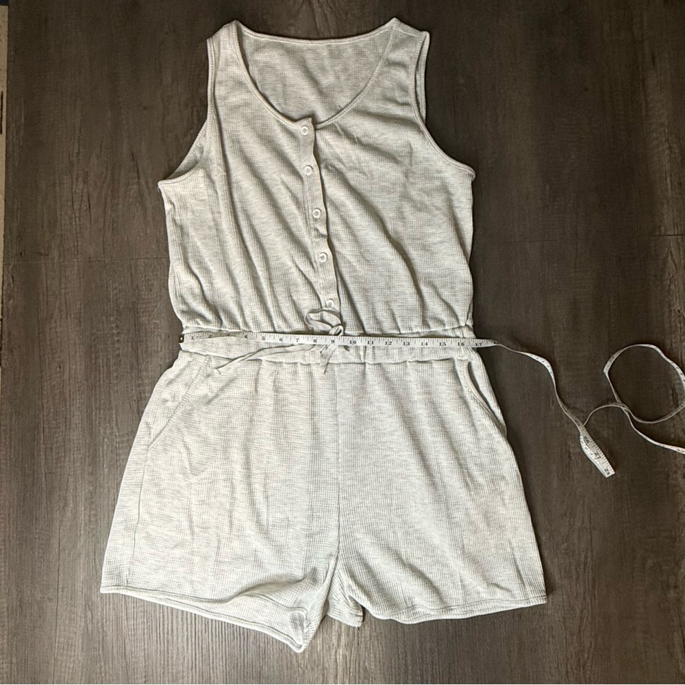 Waffle Knit Romper with Buttons - Picture 5 of 10